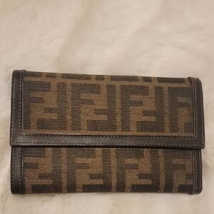 Fendi ZUCCA  Brown Logo Wallet